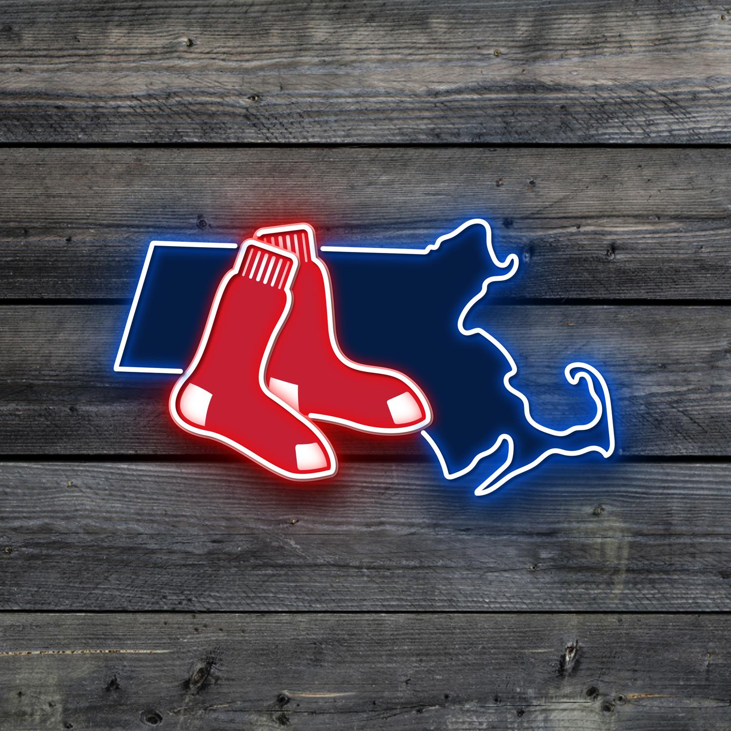 Boston Red Sox Massachusetts State Map Acrylic Artwork LED Neon Sign MLB Home Decor 8 the art of neon sign 3212 8