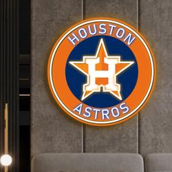 MLB Houston Astros Acrylic Artwork LED Neon Sign Baseball Home Decor