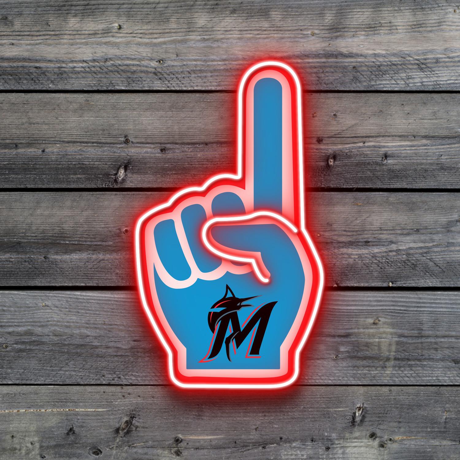 Miami Marlins Foam Finger Acrylic Artwork LED Neon Sign MLB Home Decor 1 the art of neon sign 4585 1
