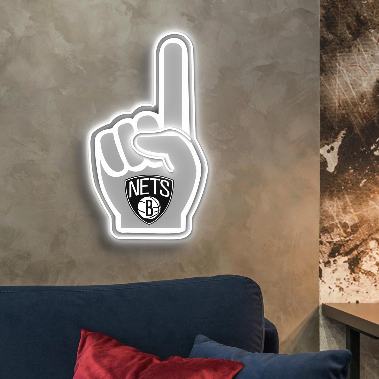 Brooklyn Nets Foam Finger Acrylic Artwork LED Neon Sign NBA Home Decor the art of neon sign 4656 0
