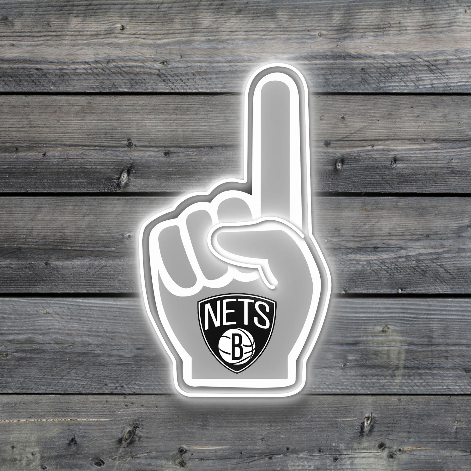 Brooklyn Nets Foam Finger Acrylic Artwork LED Neon Sign NBA Home Decor 1 the art of neon sign 4656 1