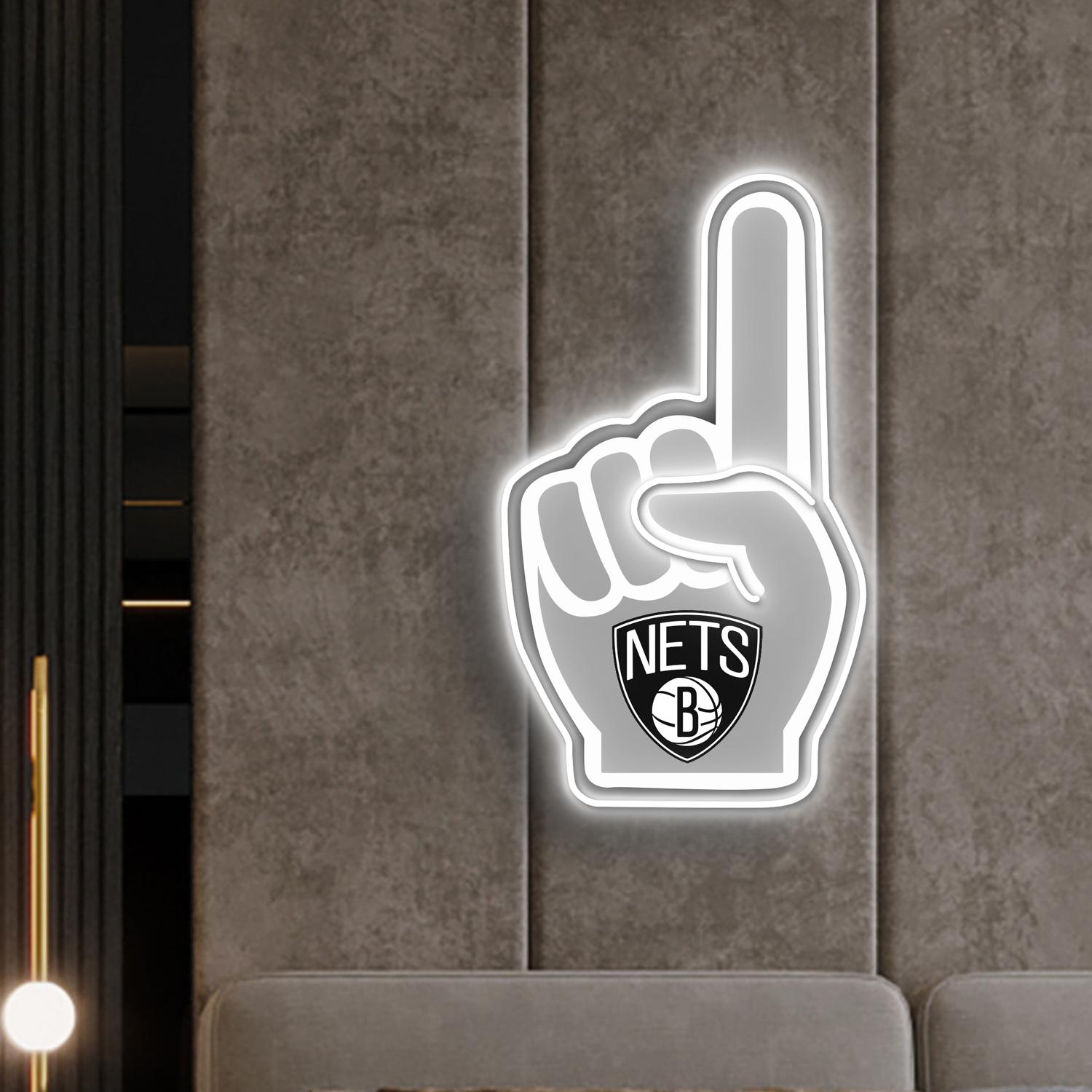 Brooklyn Nets Foam Finger Acrylic Artwork LED Neon Sign NBA Home Decor 2 the art of neon sign 4656 2