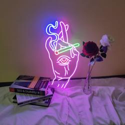 Custom Neon Signs Smoking Hand With Eye Neon Sign Bedroom Neon Sign