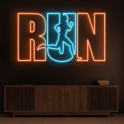 Run Neon Sign, Run LED Light, Run Logo Wall Decor, Gym Wall Art