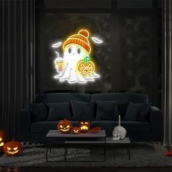 Cute Ghost Neon Sign Gifts, Spooky Season Gifts, Halloween Party Neon Sign