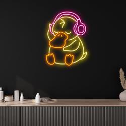 Chibi Duck With Earphone Neon Led Sign