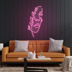 Flower Face Neon Signs Girl With Leaf Led Signs