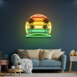 tropical retro vintage sunset palm tree artwork led neon sign light 1