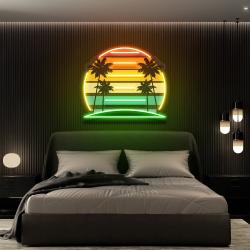 tropical retro vintage sunset palm tree artwork led neon sign light 2