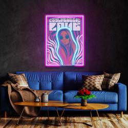 vintage hippie woman psychedelic pop art led neon sign light 1