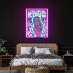 vintage hippie woman psychedelic pop art led neon sign light 2