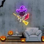witch astronaut halloween artwork led neon sign light 0