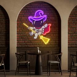 witch astronaut halloween artwork led neon sign light 1