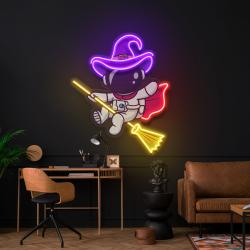 witch astronaut halloween artwork led neon sign light 2