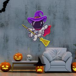 witch astronaut halloween artwork led neon sign light 3