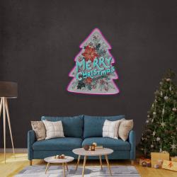 xmas on tree art work led neon sign light 3