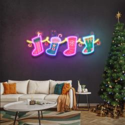 xmas socks family art work led neon sign light 1