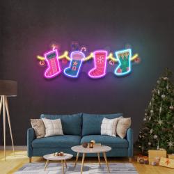 xmas socks family art work led neon sign light 2