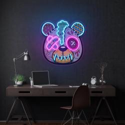 zombie teddy bear cartoon artwork led neon sign light 1