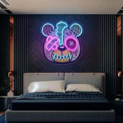 zombie teddy bear cartoon artwork led neon sign light 2