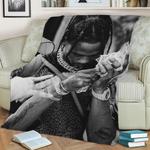105673 travis scott rapper hiphop fleece throw blanket 0