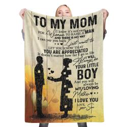 Son To Mom To My Mom Fleece Throw Blanket Meaningful Gift For Halloween Christmas
