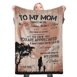 Son Daughter To My Mom Fleece Throw Blanket Meaningful Gift For Halloween Christmas