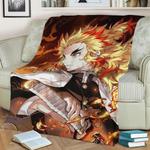 186539 kyojuro rengoku demon slay fleece throw blanket 0