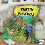 adventures of tintin fleece throw blanket 0