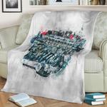 audi engine sketch fleece throw blanket 0
