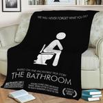 bathroom movie funny fleece throw blanket 0