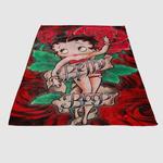 betty boop cartoon flower soft fleece blanket 0
