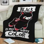 black happy alpaca fleece throw blanket 0