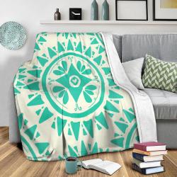 Boho Medallion Bright Teal Fleece Throw Blanket Meaningful Gift For Halloween Christmas
