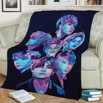 bts pop art potrait fleece throw blanket 0