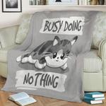 cat busy doing nothing fleece throw blanket 0