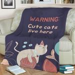 cats live here fleece throw blanket 0