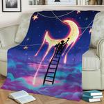 crescent moon star dream fleece throw blanket 0