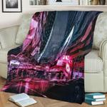 cyberpunk city fleece throw blanket 0