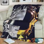 daft punk helmet fleece throw blanket 0