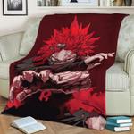 eijiro kirishima red riot fleece throw blanket 0