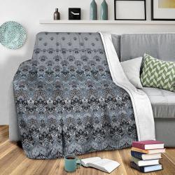 Farah Blooms Gray Fleece Throw Blanket Meaningful Gift For Halloween Christmas
