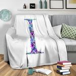 floral monogram letter i fleece throw blanket 0