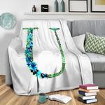 floral monogram letter u fleece throw blanket 0