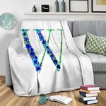 floral monogram letter w fleece throw blanket 0