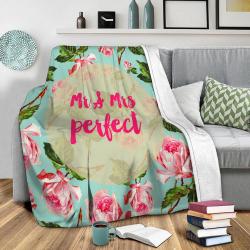 Floral Mr And Mrs Perfect Fleece Throw Blanket Meaningful Gift For Halloween Christmas