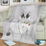 french bulldog in toilet fleece throw blanket 0