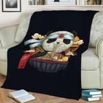 funny panda ramen noodles fleece throw blanket 0