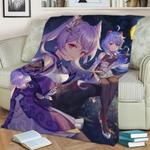 ganyu and keqing fleece throw blanket 0