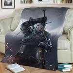 geralt sword fleece throw blanket 0